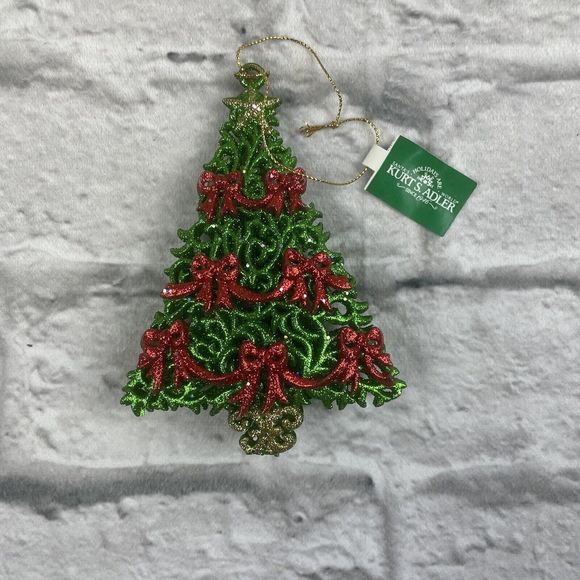 Kurt Adler Santa’s World Christmas Tree Ornament Red Green - Picture 1 of 3